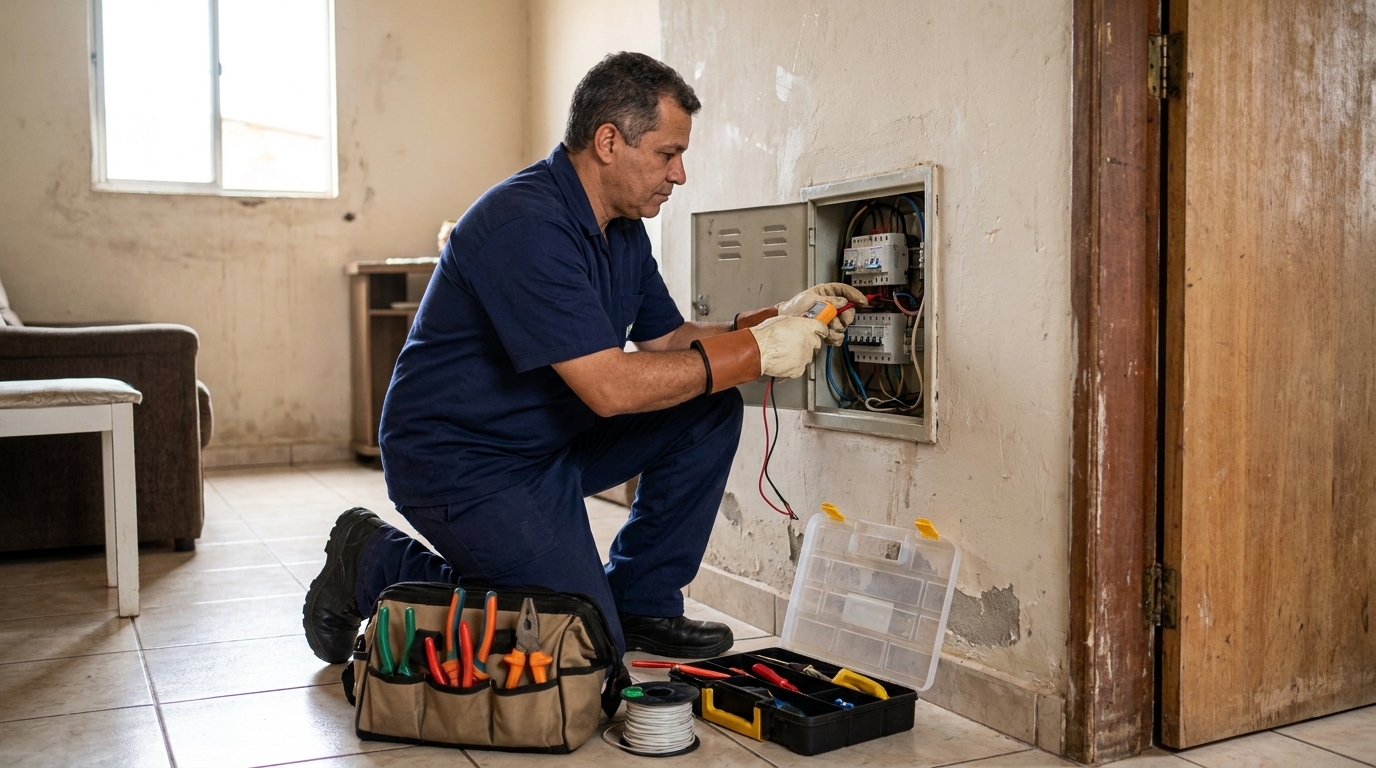 Eletricista com ferramentas em Cabo Frio‑RJ