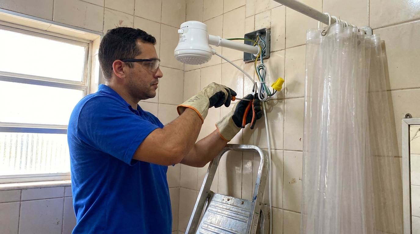 Instalacao de chuveiro eletrico residencial em Cabo Frio‑RJ