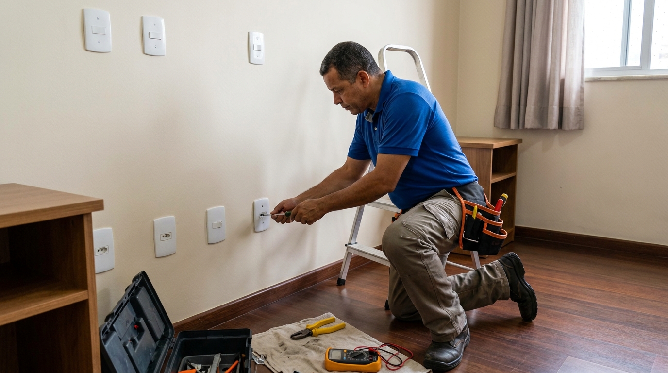 Instalacao de tomada e interruptor residencial em Cabo Frio‑RJ