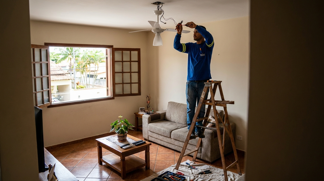 Instalacao de ventilador de teto profissional em Cabo Frio‑RJ