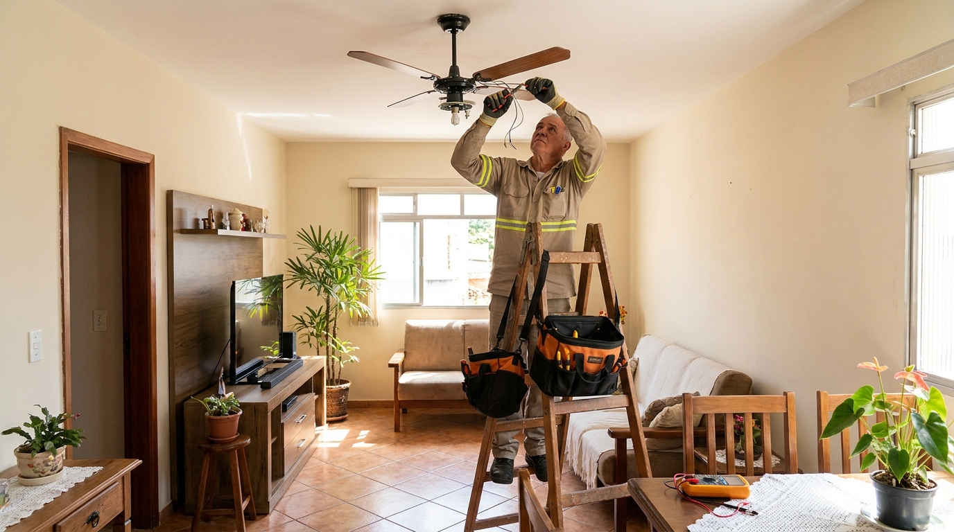 Montagem de ventilador de teto em Cabo Frio‑RJ